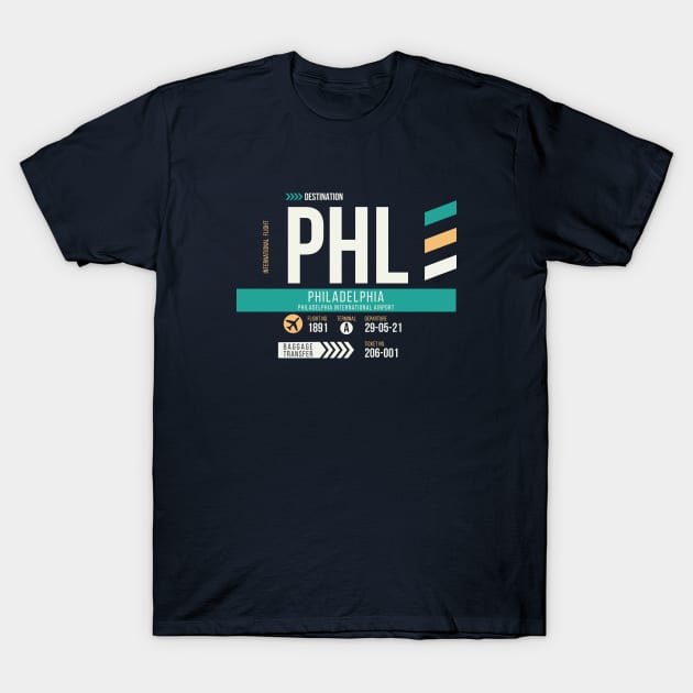 Philadelphia (PHL) Airport Code Baggage Tag T-Shirt by SLAG_Creative